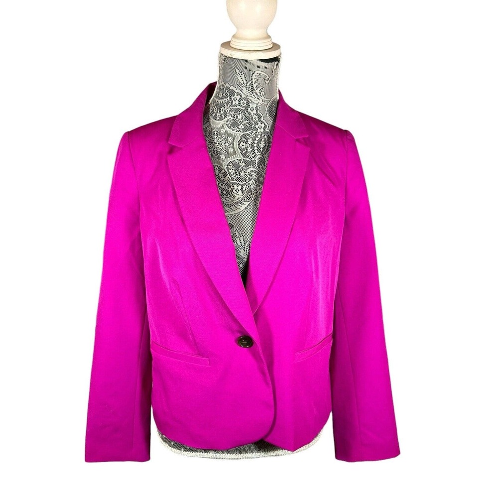 Worthington Extreme Orchid Blazer Jacket Neon Purple Womens L Petite